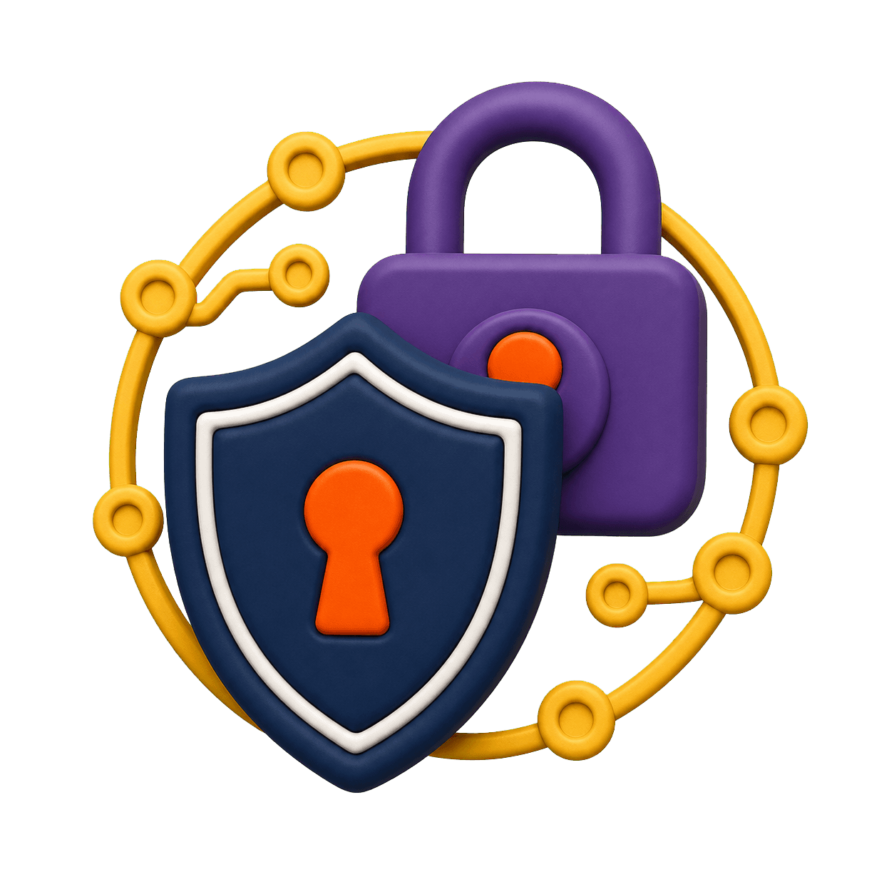 Digital shield and secure network representing cybersecurity programs