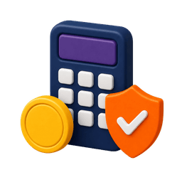 Planning grid, coin, and shield representing financial guidance