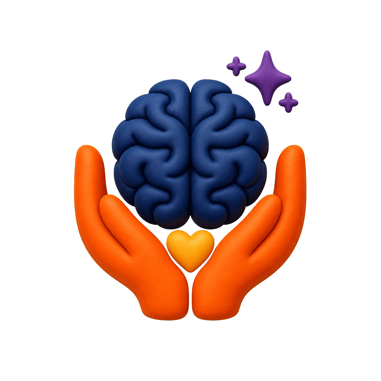 Head silhouette, heart, and supportive hands representing mental health education