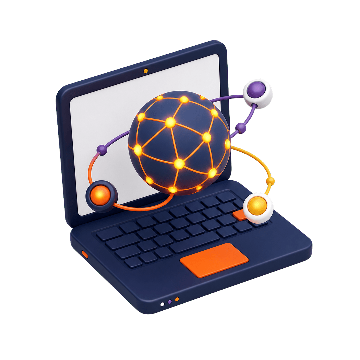 Laptop and connected neural network representing artificial intelligence education